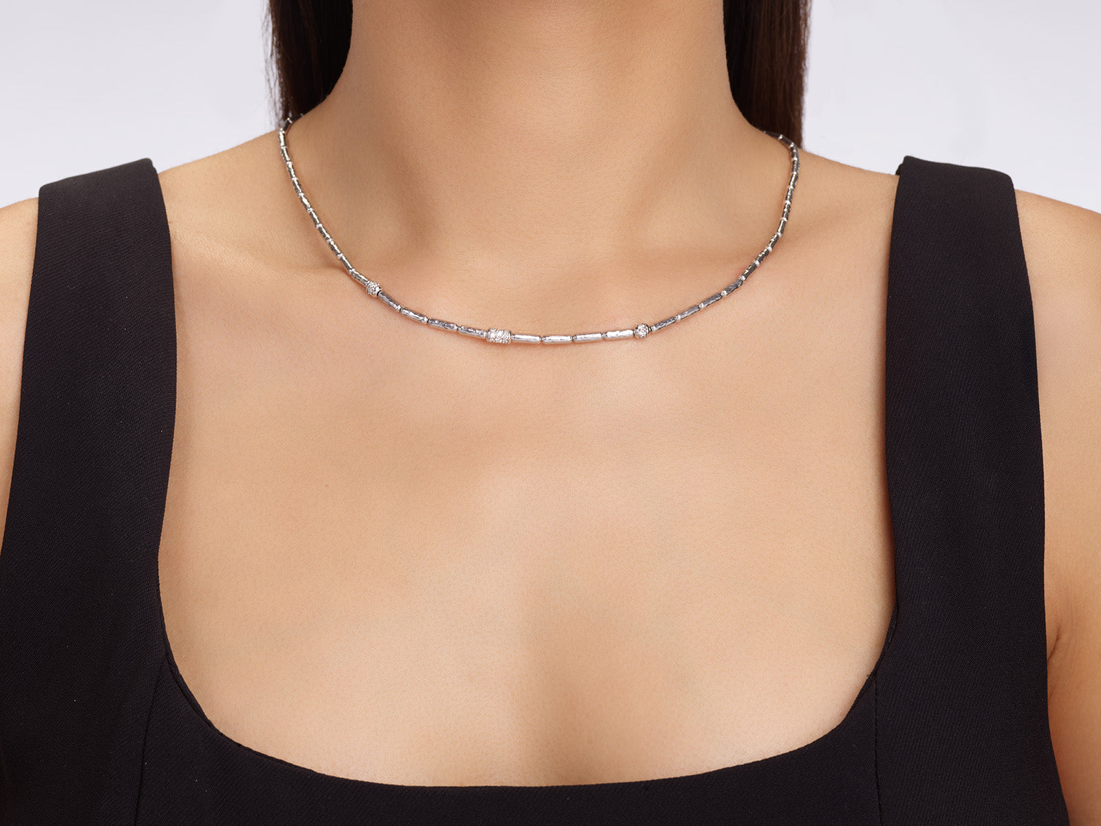 Gurhan Vertigo Diamond Statement Beaded Necklace in Sterling Silver