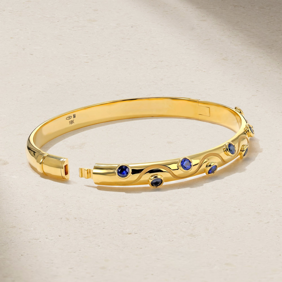 Mark Henry Sapphire Riva Crest Bangle in 18K Yellow Gold