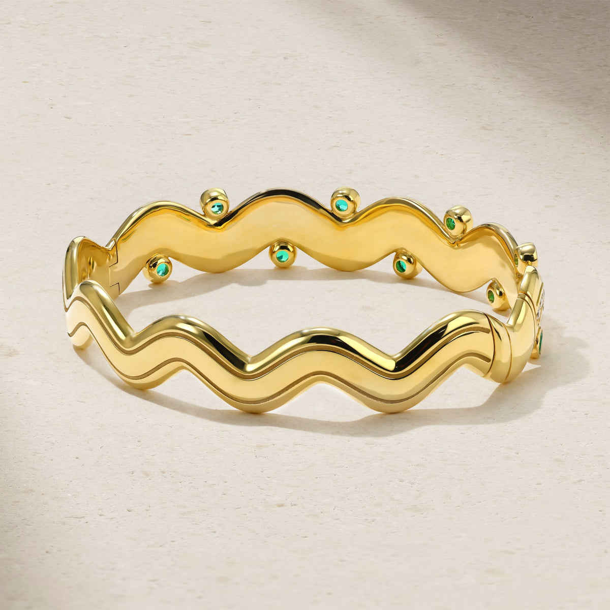 Mark Henry Emerald Riva Surge Bangle in 18K Yellow Gold
