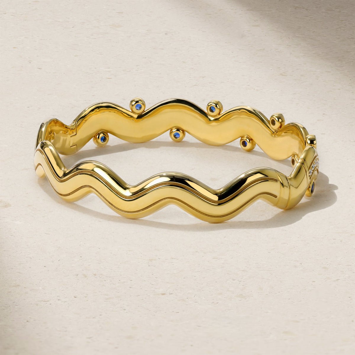 Mark Henry Sapphire Riva Surge Bangle in 18K Yellow Gold