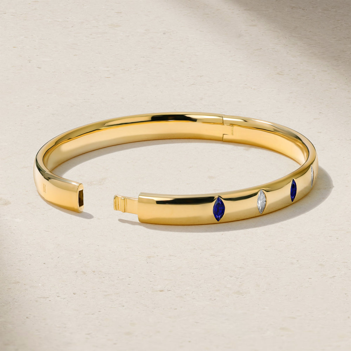 Mark Henry Diamond & Sapphire Guardian Bangle in 18K Yellow Gold
