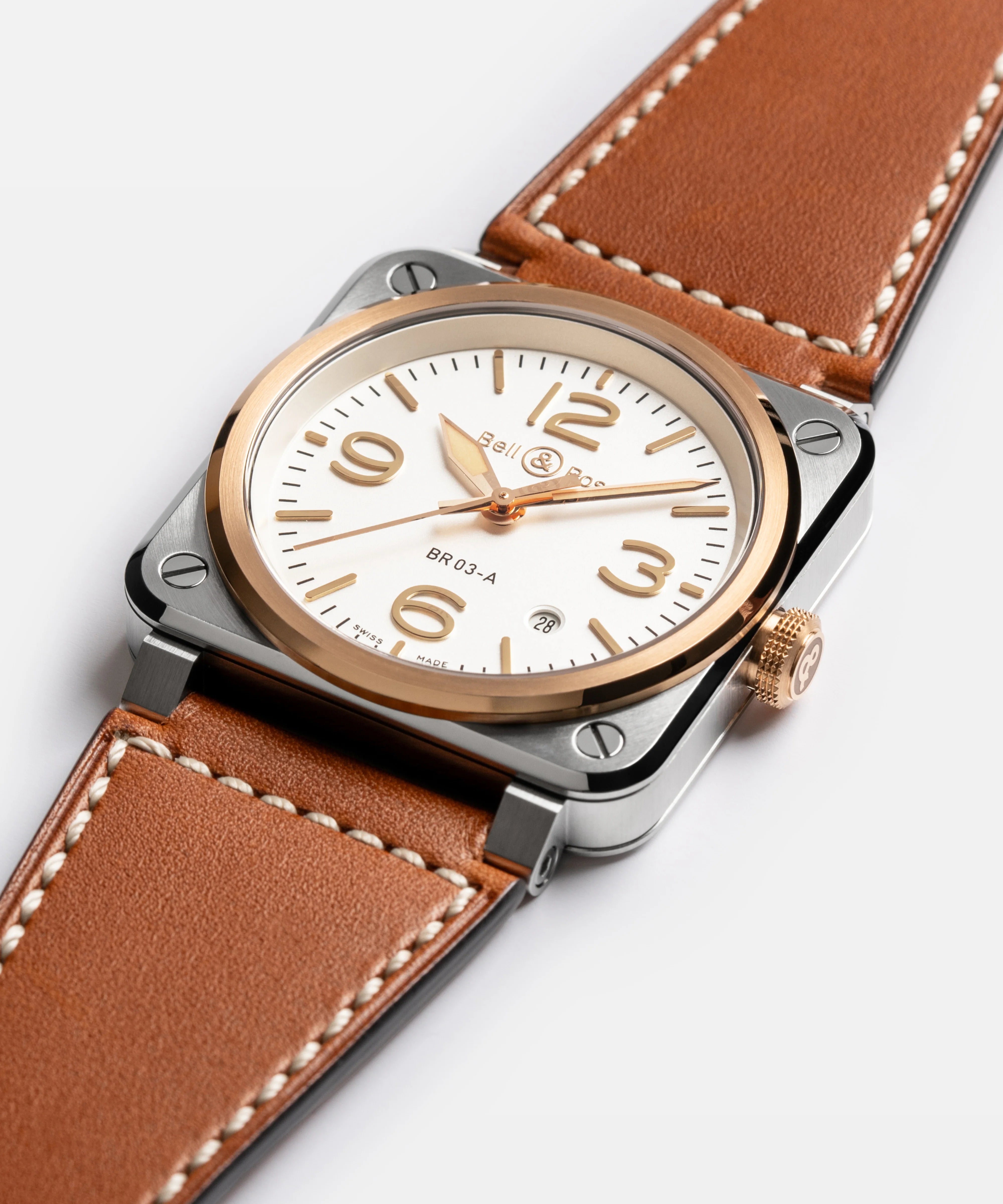 Bell & Ross BR-03 White Steel & Gold Watch