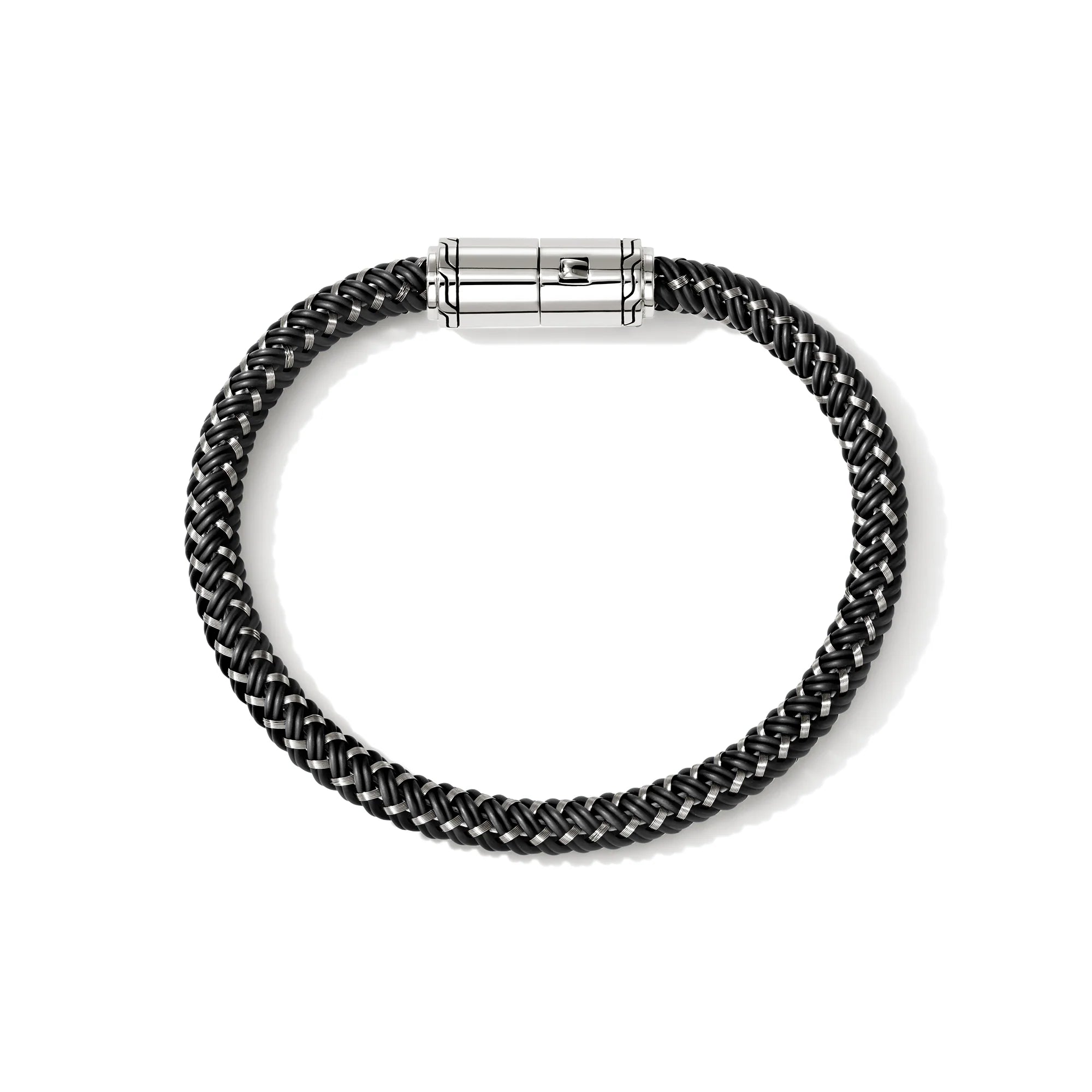 John Hardy Men's Black Rubber Stainless Steel Cord in Sterling Silver