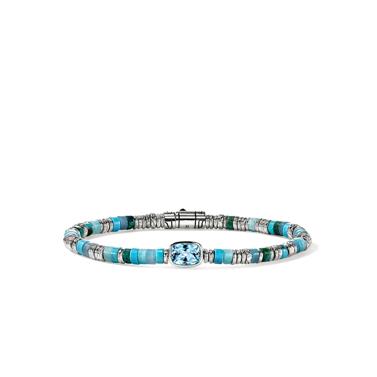 John Hardy Heishi Blue Topaz Beaded Bracelet in Sterling Silver