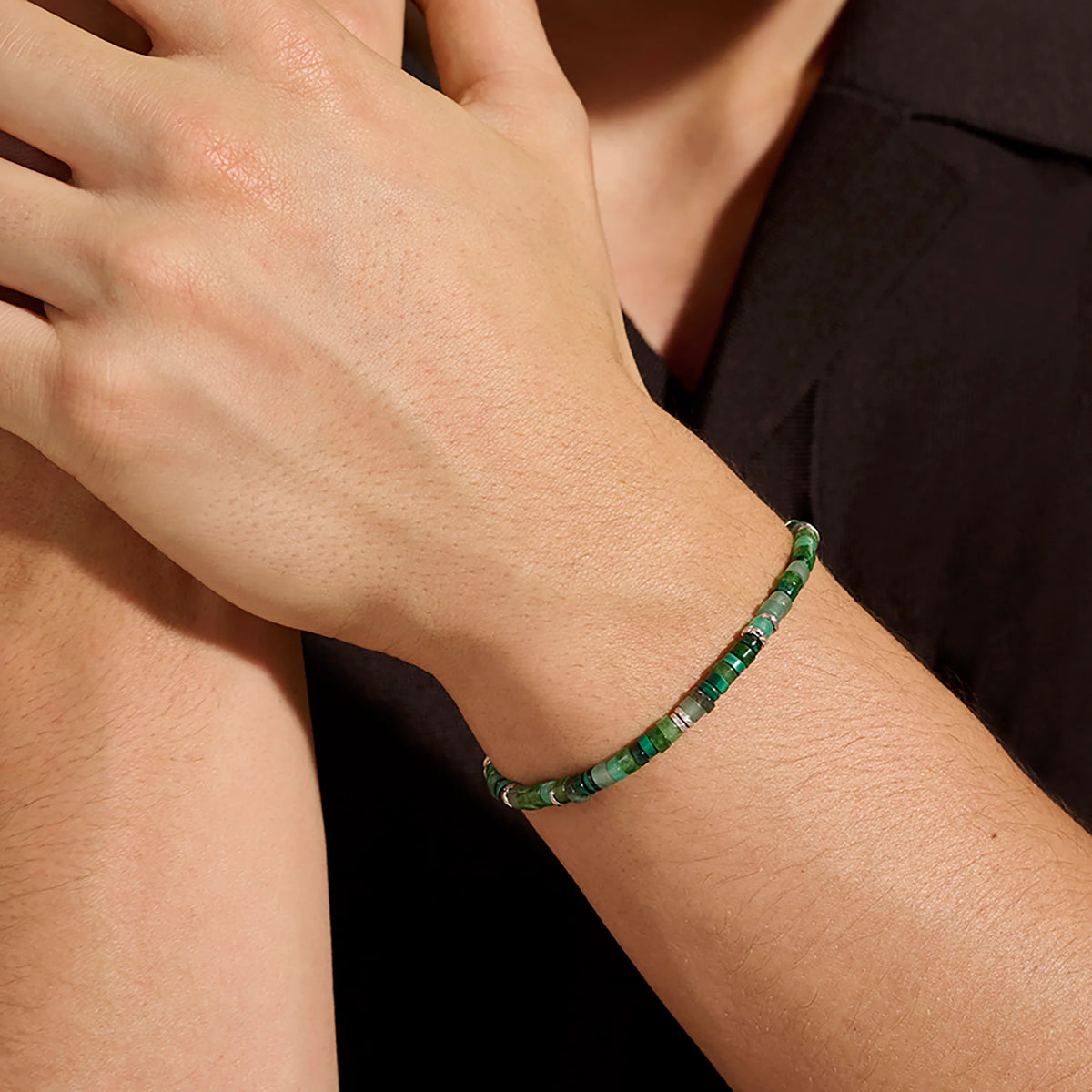John Hardy Men's Heishi Green Multi Stone Beaded Bracelet