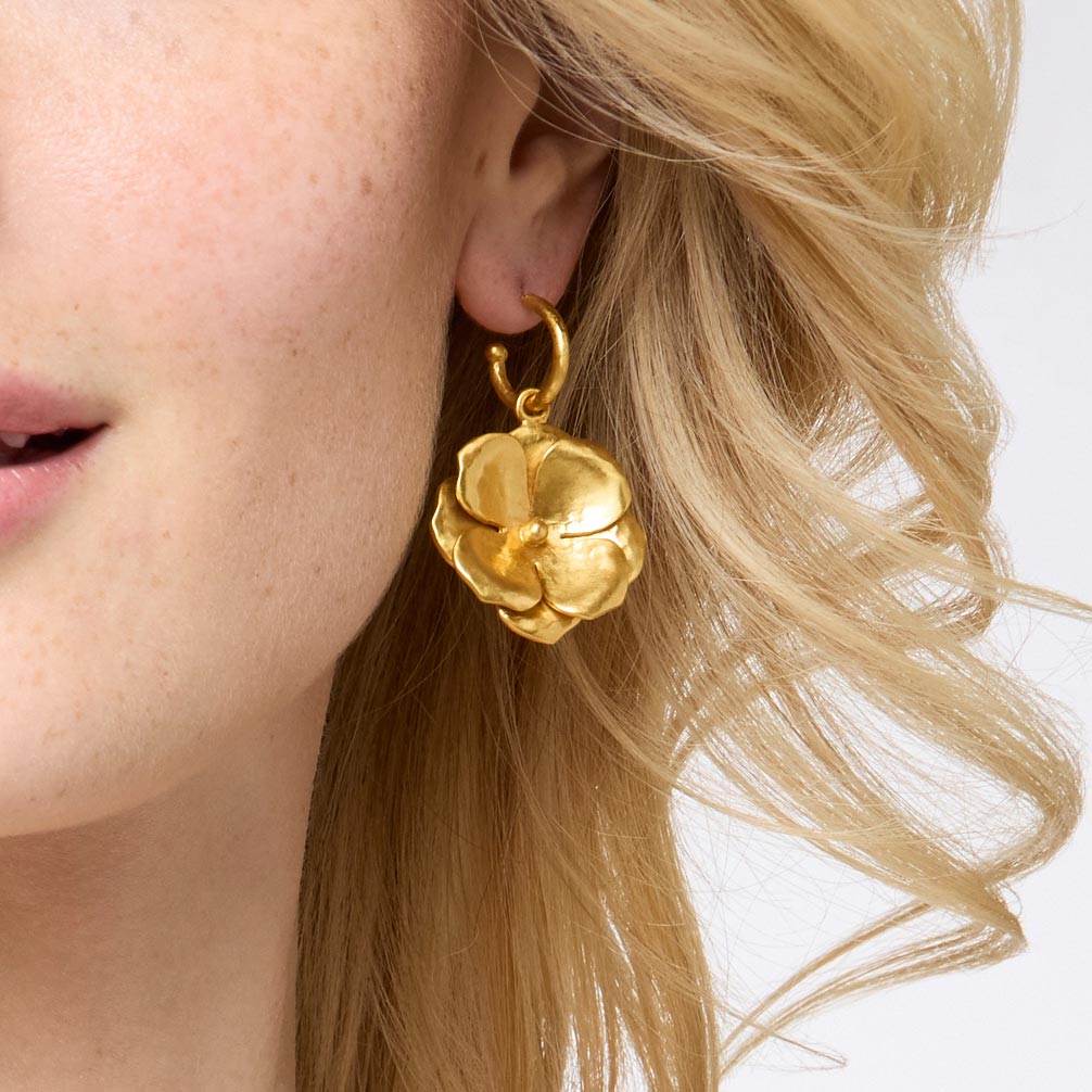 Julie Vos Bloom Hoop Charm Earrings