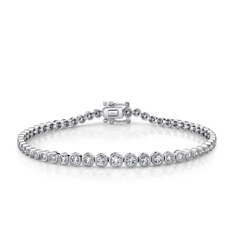 Diamond Bezel Set Graduated Tennis Bracelet in 14K White Gold, 1.90CT