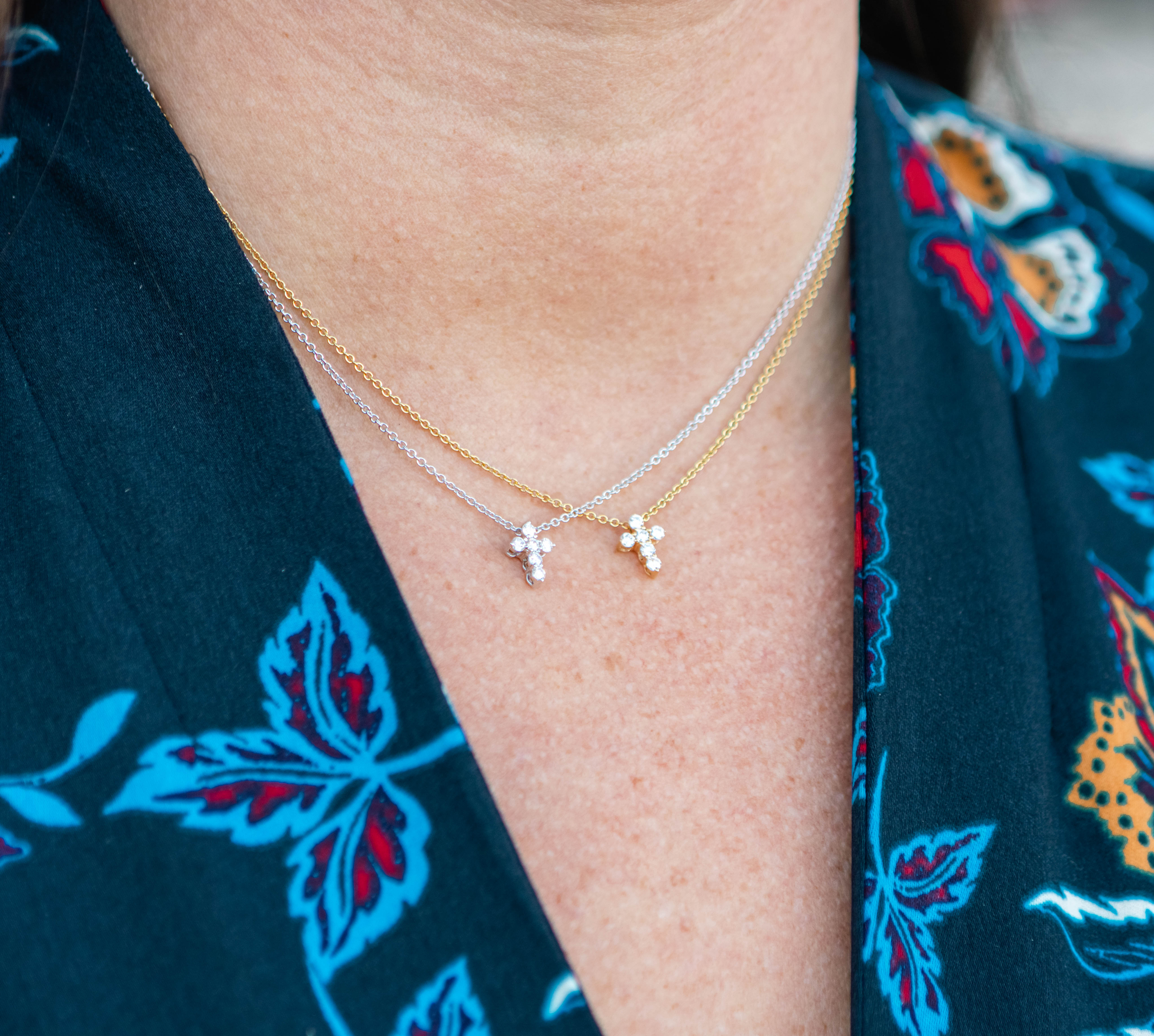 Diamond Cross Pendant Necklace in 14K White Gold