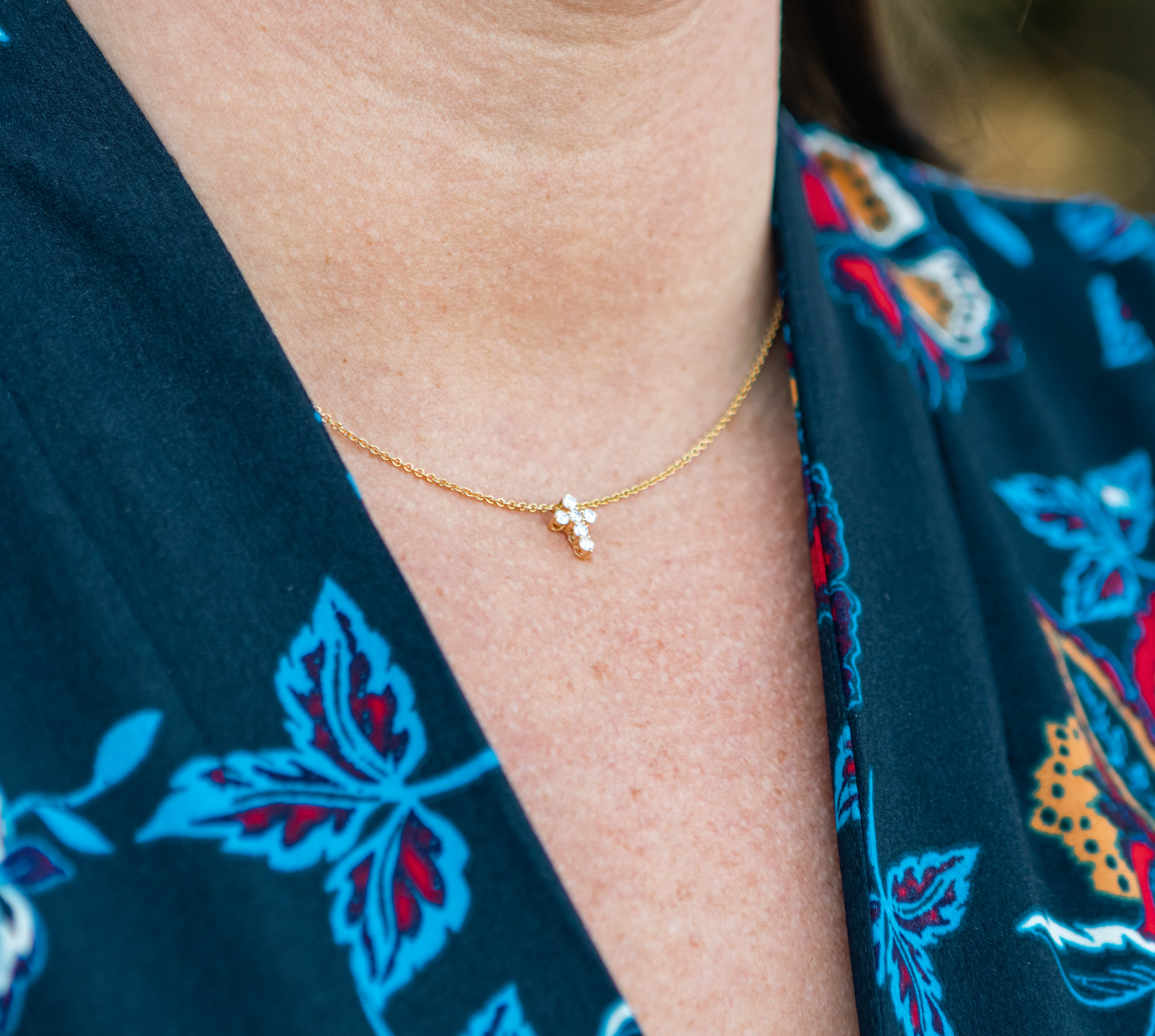 Diamond Cross Pendant Necklace in 14K Yellow Gold