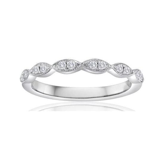 Milgrain Marquise Diamond Ring in 14K White Gold, Size 6