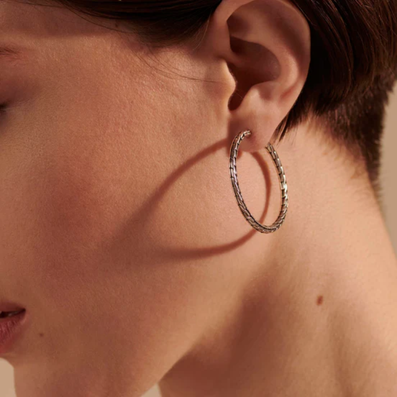 John Hardy JH Essential Flex Hoop Earrings in Sterling Silver