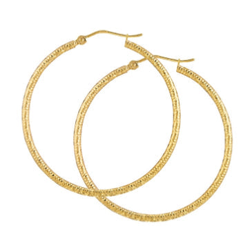 Textured Hoop Earrings in 14K Yellow Gold