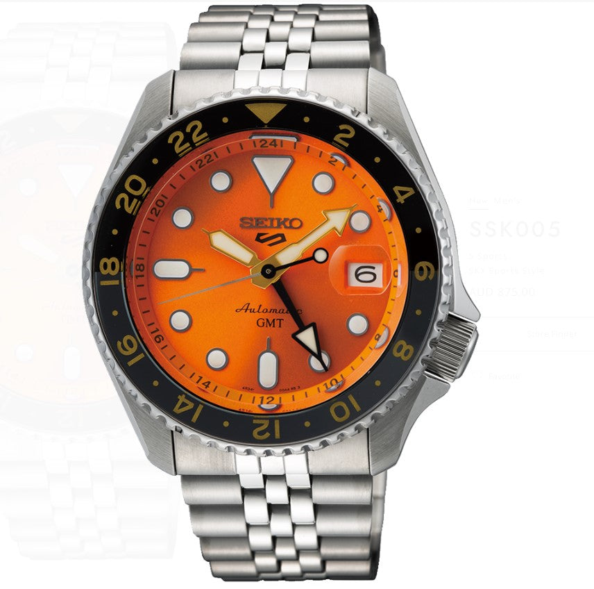 Seiko 5 Sport GMT Orange Dial Watch SSK005