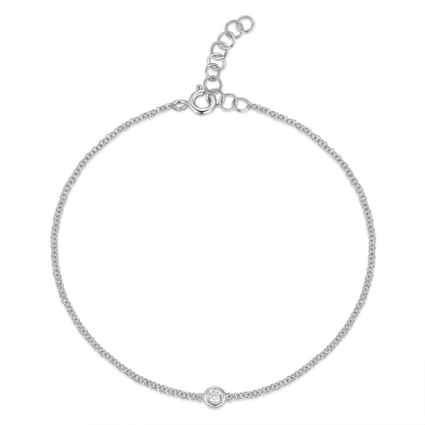 Diamond Bezel Station Bracelet in 14K White Gold