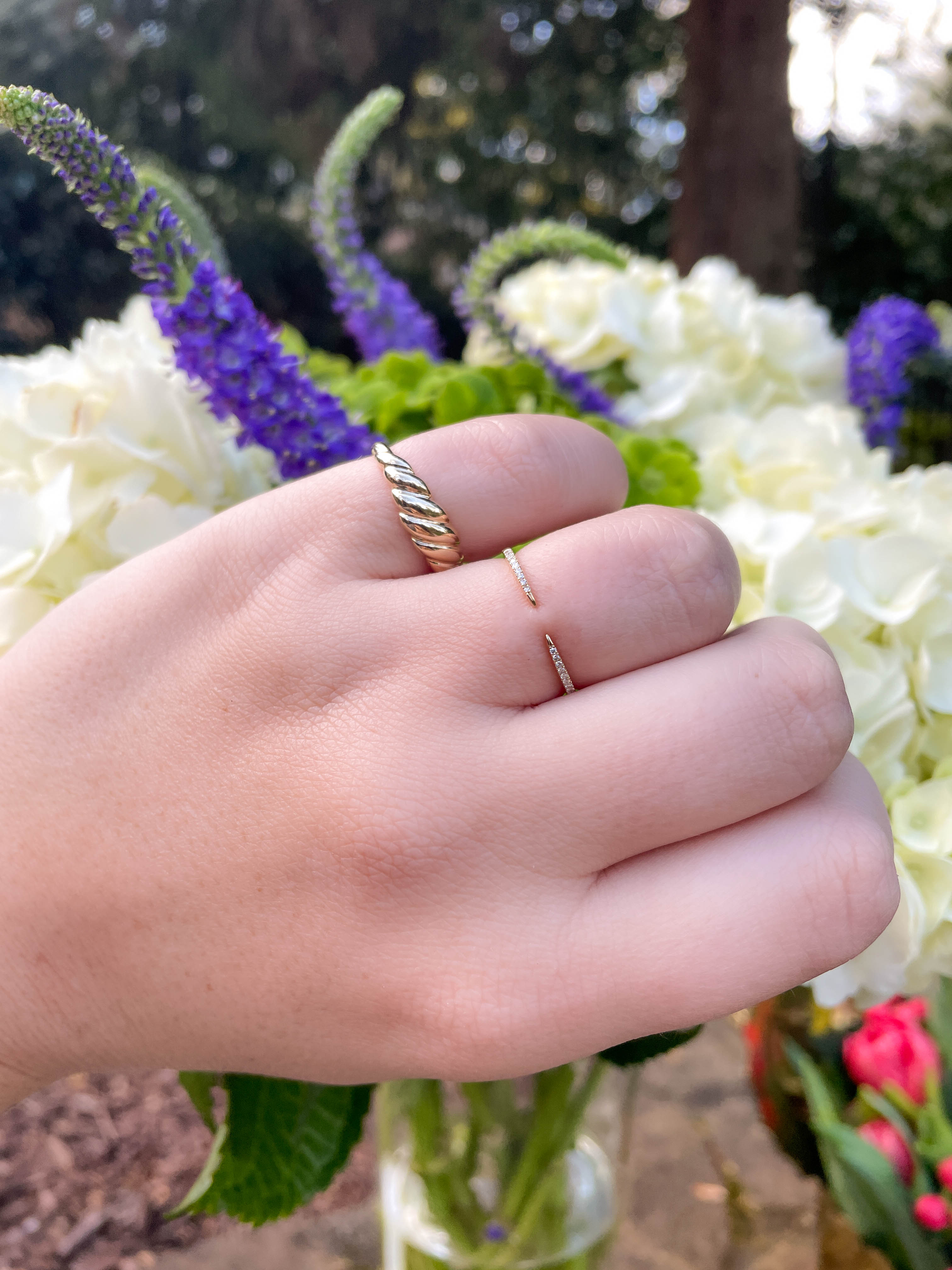 Diamond Cuff Ring in 14K Yellow Gold, Size 7