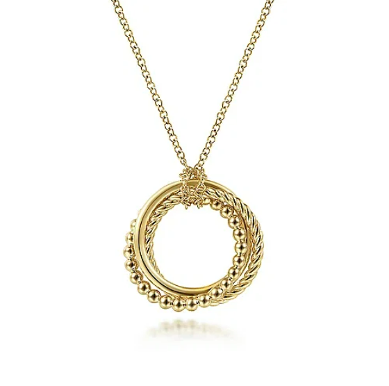 Bujukan Twisted Rope Circle Pendant Necklace in 14K Yellow Gold