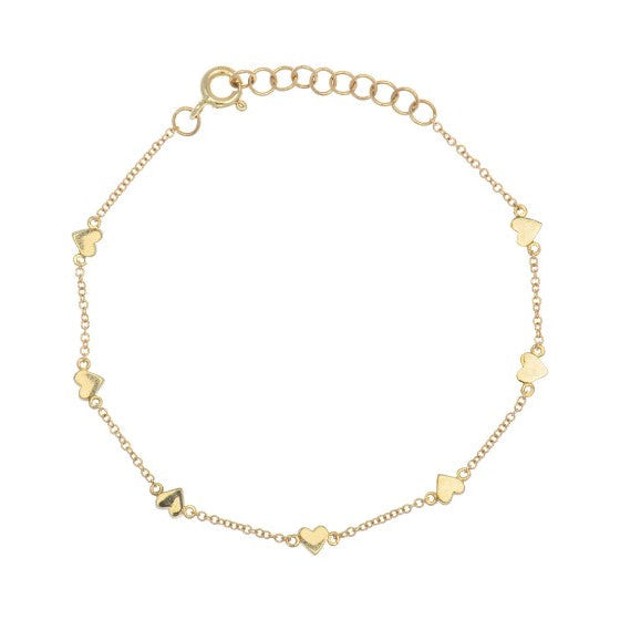 Heart Station Bracelet in 14K Yellow Gold