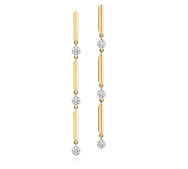 Phillips House Knife edge Triple Micro Infinity Drop Earrings in Yellow Gold