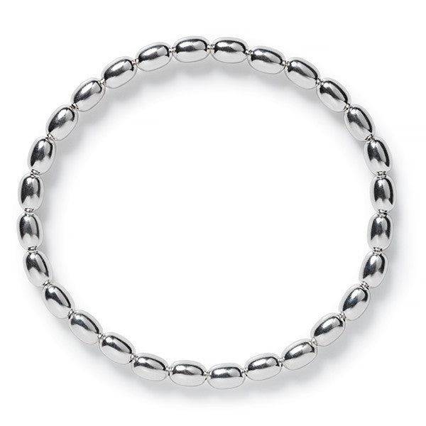 Rice Bead Stretch Bracelet in Sterling Silver, 7" Length