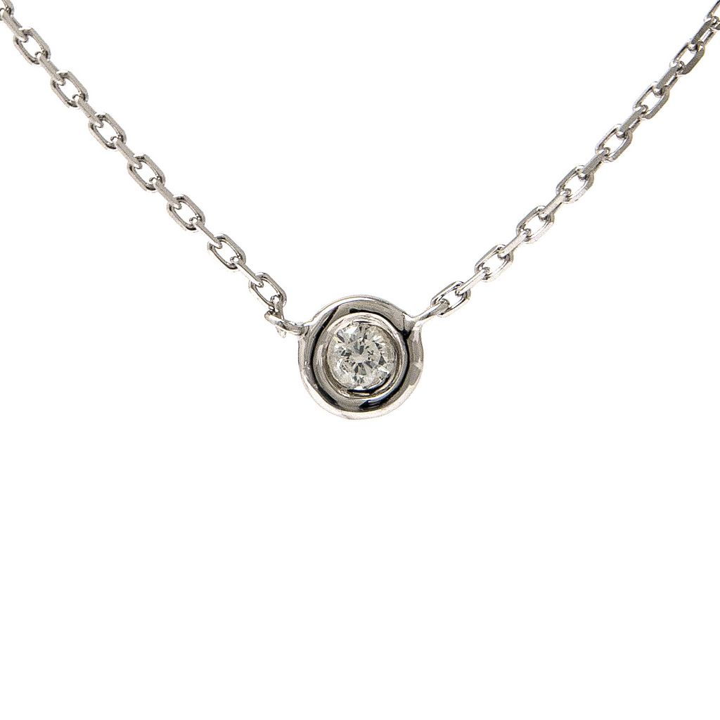 Diamond Bezel Pendant Necklace in Sterling Silver