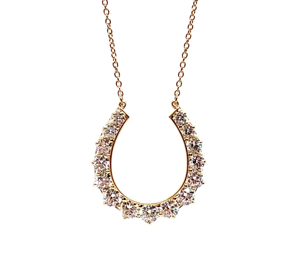 Custom 2.00CT Diamond Horseshoe Pendant Necklace in 14K Yellow Gold