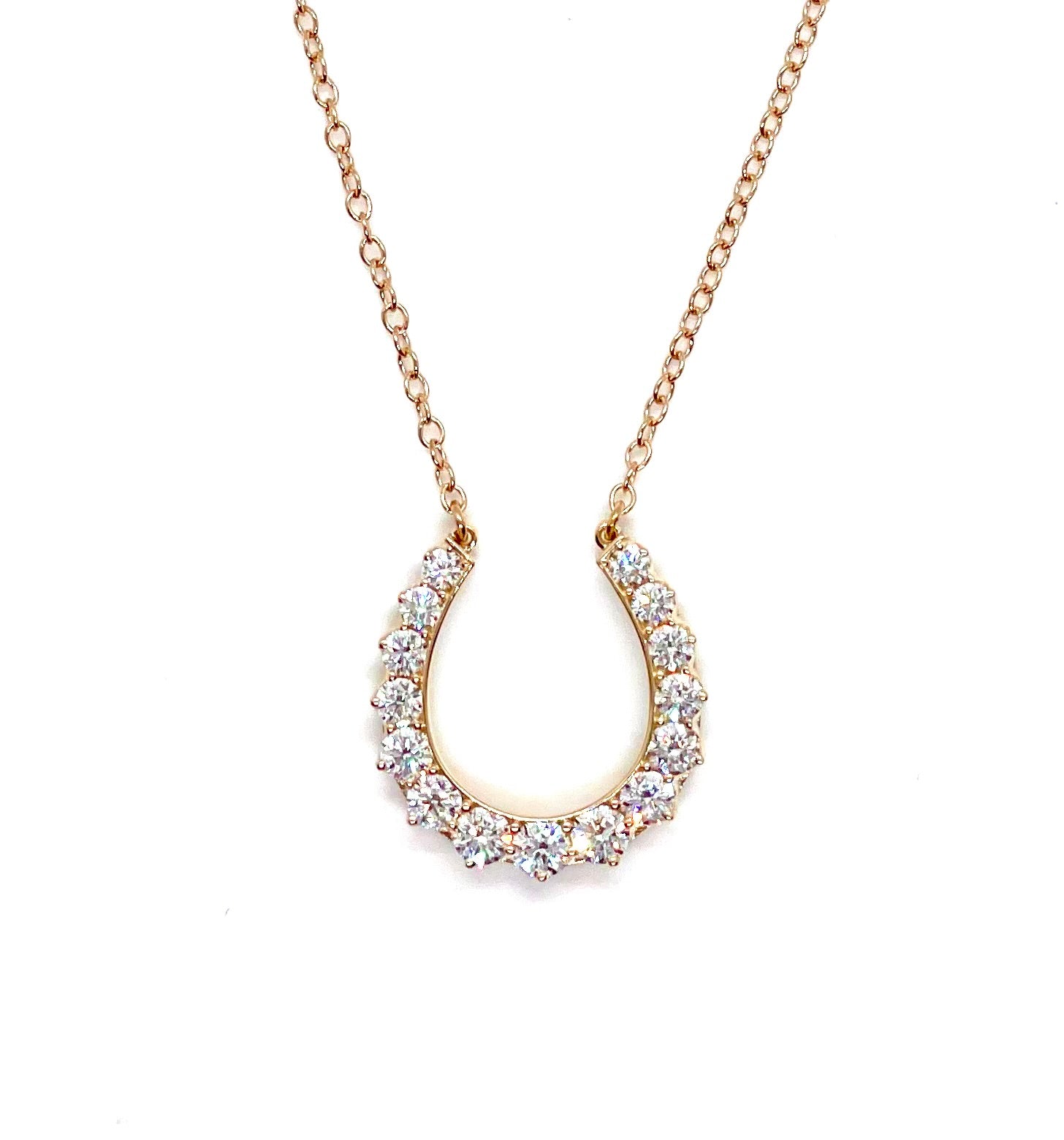 Custom 1.00CT Diamond Horseshoe Pendant Necklace in 14K Yellow Gold