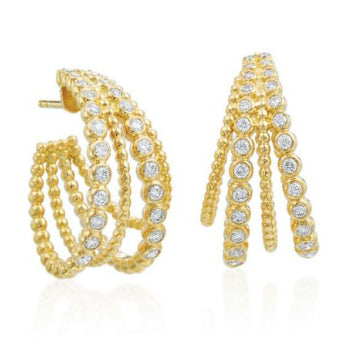 Gumuchian Nutmeg 4 Row Hoop Earrings in 18K Yellow Gold