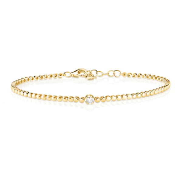Beaded Diamond Station Bracelet in 14K Yellow Gold
