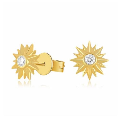 Diamond Starburst Stud Earrings in 14K Yellow Gold