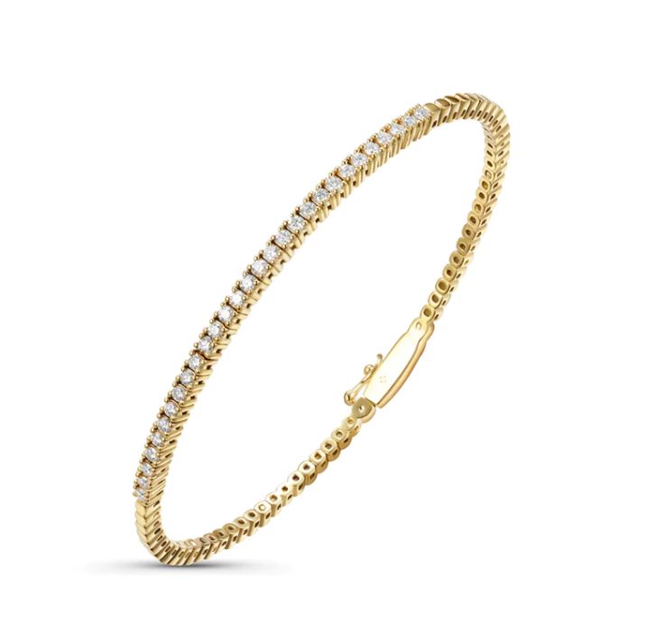 Diamond Flexible Bangle Bracelet in 14K Yellow Gold