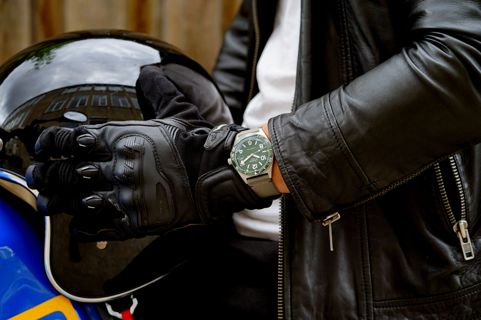 Glashutte Original SeaQ Watch with Green Dial and Grey Strap