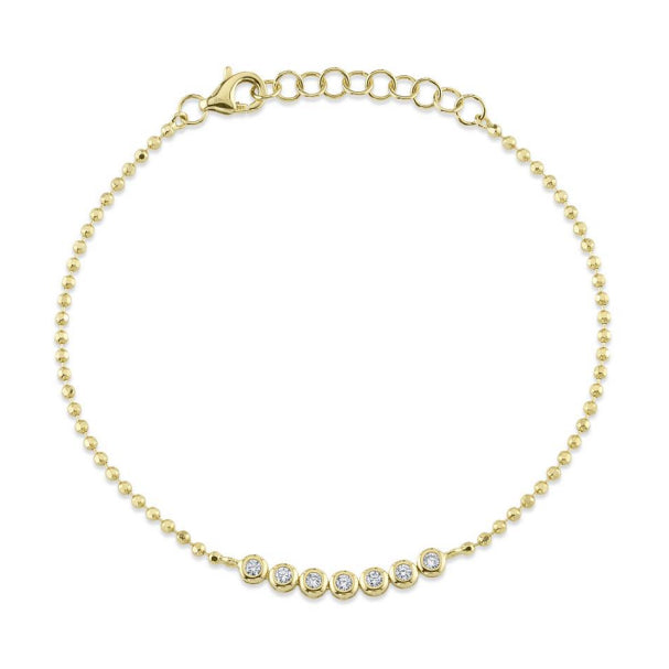 Diamond Bezel Ball Chain Bracelet in 14K Yellow Gold