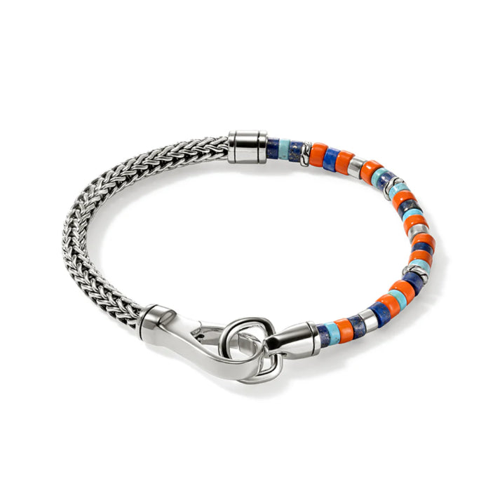 John Hardy Men's Lapis Turquoise Heishi Chain Bracelet in Sterling Silver