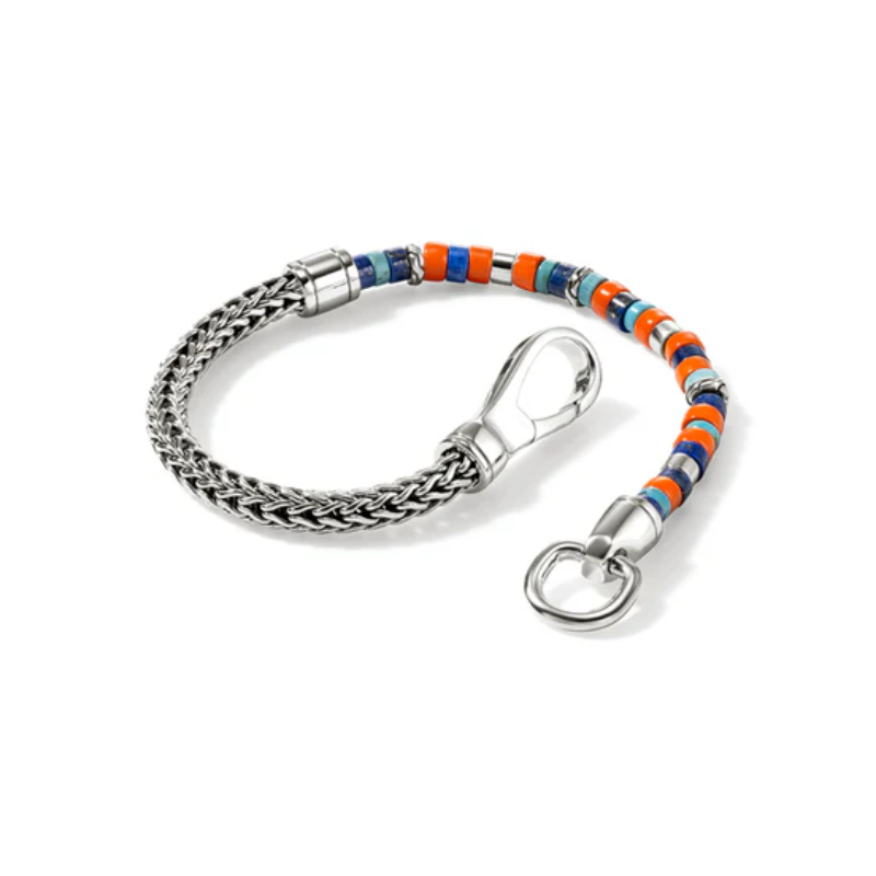 John Hardy Men's Lapis Turquoise Heishi Chain Bracelet in Sterling Silver