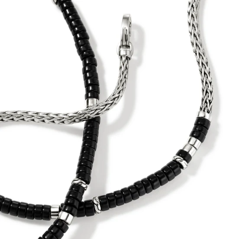 John Hardy Men's Black Onyx Heishi Slim Chain Necklace