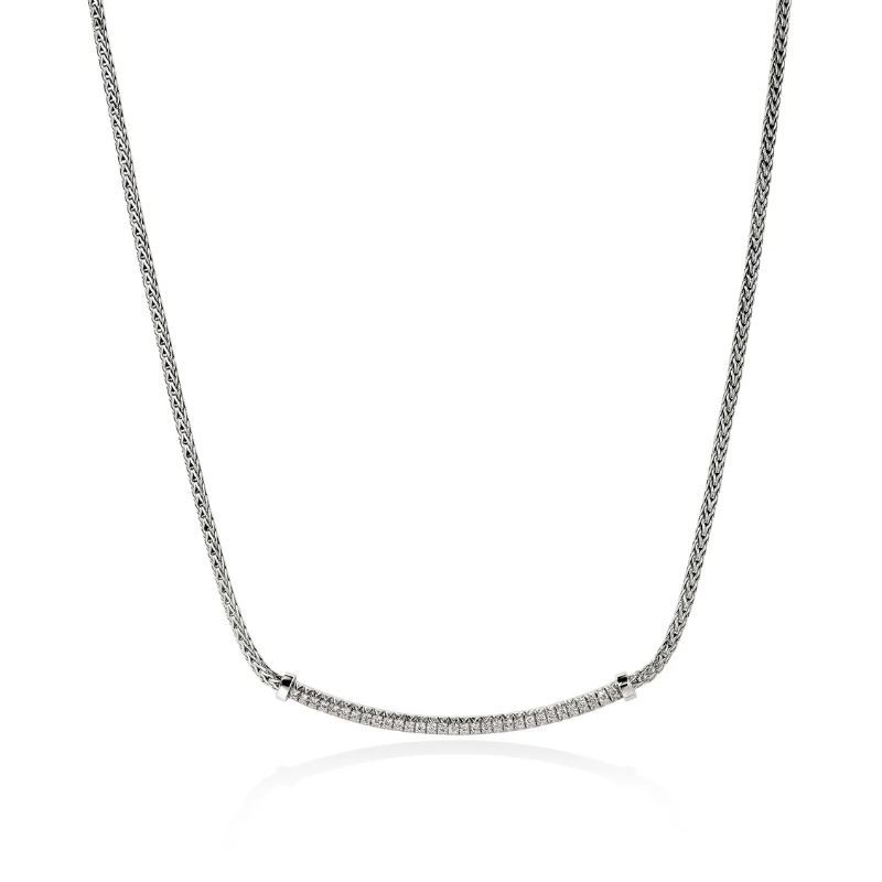 John Hardy Diamond Essential Bar Necklace in Sterling Silver, 1.8MM