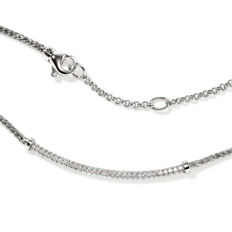 John Hardy Diamond Essential Bar Necklace in Sterling Silver, 1.8MM