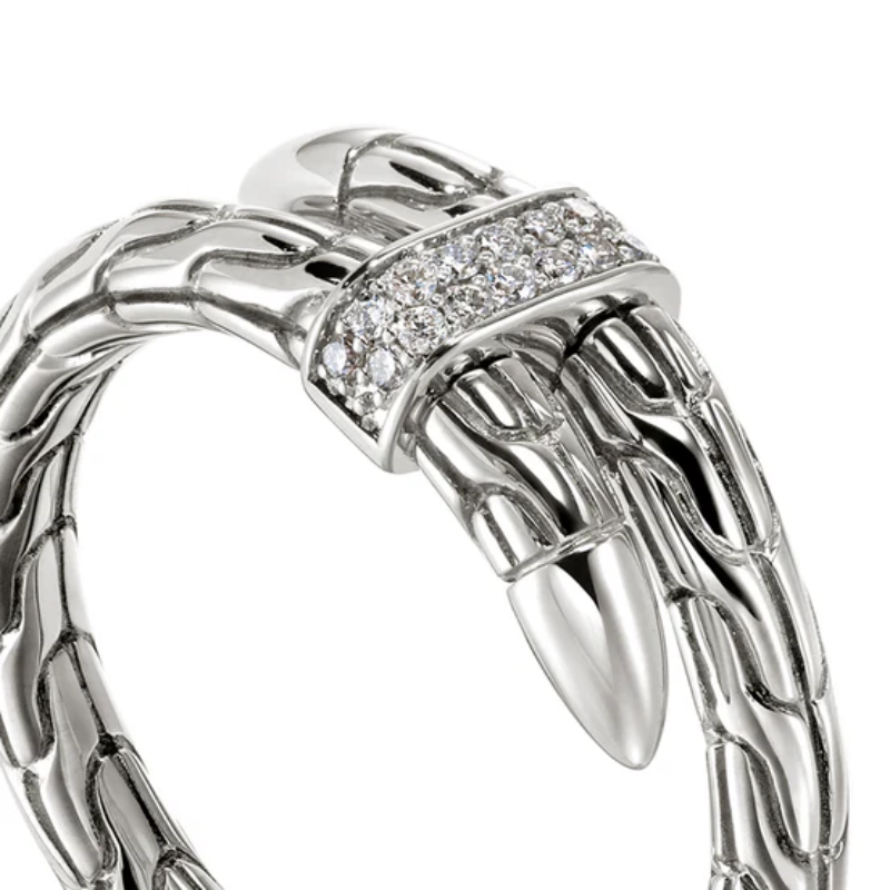 John Hardy Diamond Spear Wrap Ring in Sterling Silver, Size 7