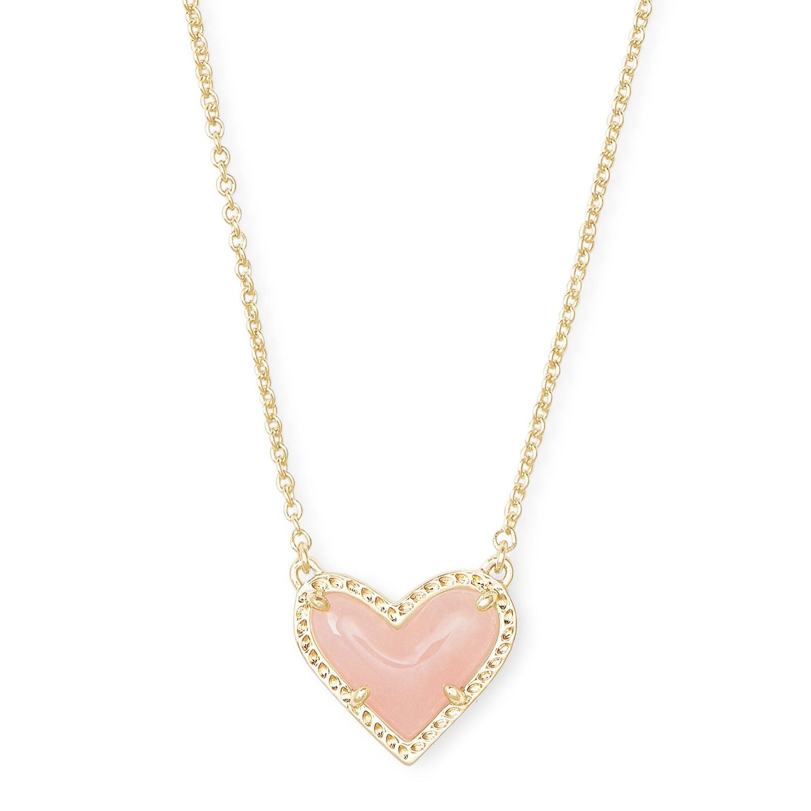 Kendra Scott Ari Heart Necklace in Rose Quartz