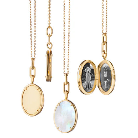 Monica Rich Kosann Elle Mother of Pearl Locket Necklace in 18K Yellow Gold, 16" Length