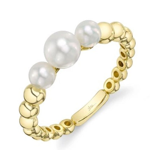Cultured Pearl Ring in 14K Yellow Gold, Size 7
