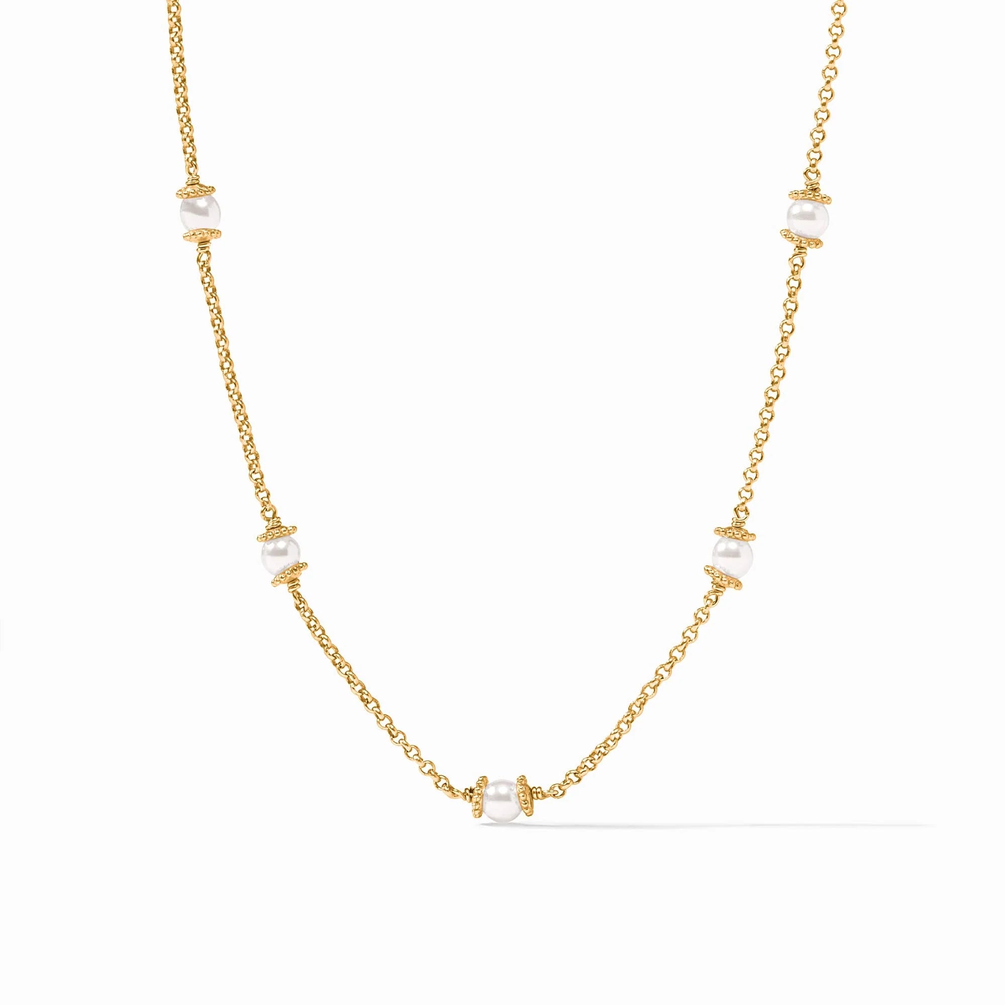 Julie Vos Hydra Delicate Station Necklace in Pearl