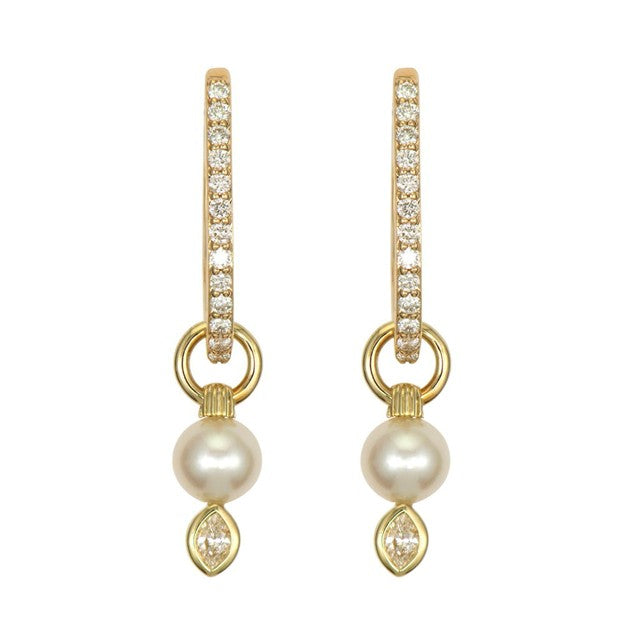 Three Stories Classic Small Pearl Earring Charms in 14K Yellow Gold