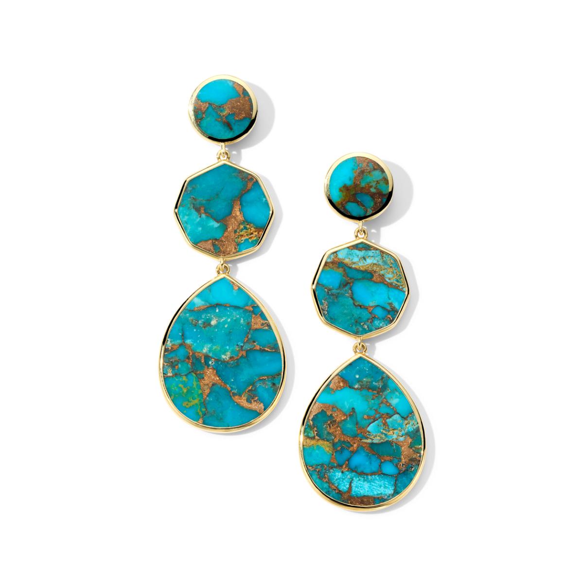 Ippolita Bronze Turquoise Crazy 8's Earrings in 18K Yellow Gold