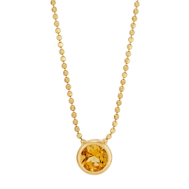 Bezel Set Citrine Station Necklace in 14K Yellow Gold