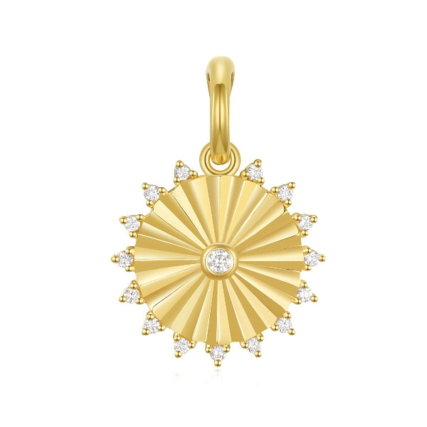 Fluted Diamond Charm in 14K Yellow Gold