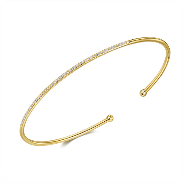 Pave Diamond Cuff Bangle in 14K Yellow Gold