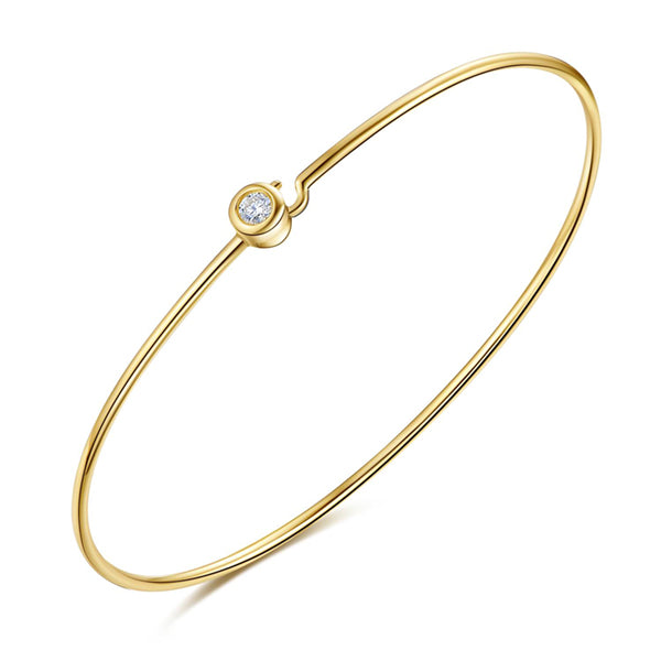Single Bezel Set Diamond Bangle in 14K Yellow Gold