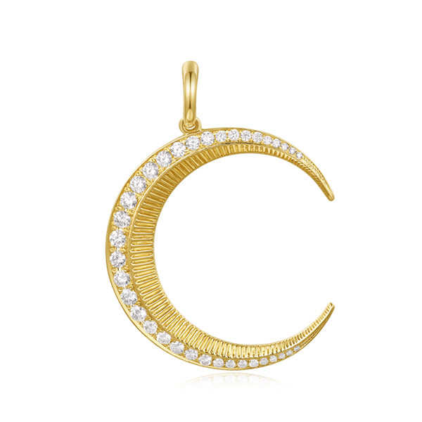 Diamond Crescent Moon Charm in 14K Yellow Gold