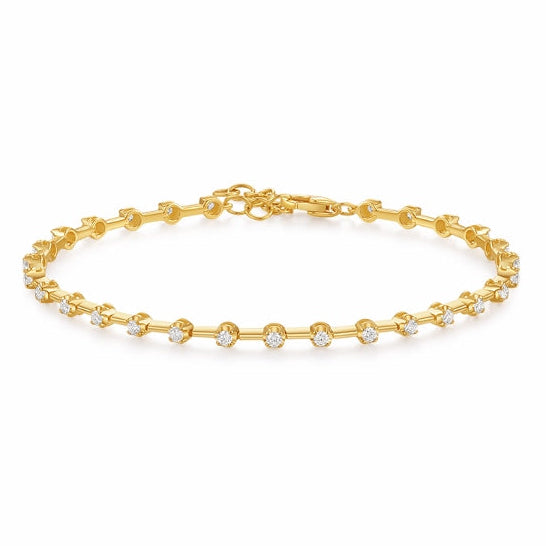 Round Diamond Station Bracelet in 14K Yellow Gold